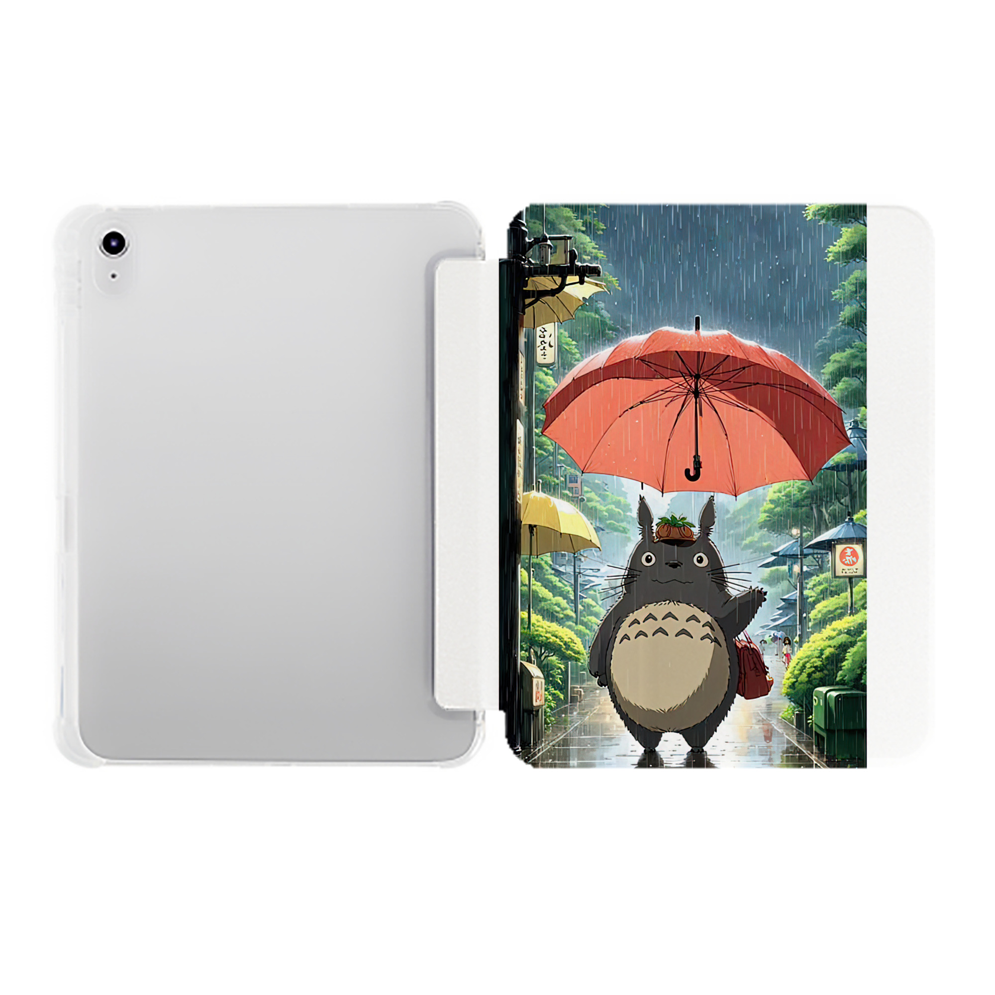 （画像用） となりのトトロ 草壁メイ 草壁サツキ My Neighbor Totoro Satsuki Kusakabe Mei Kusakabe IPad ケース ペン収納付き 三つ折りスタンド PUレザー×シリコン 対応機種9.5/10.5/10.9インチ